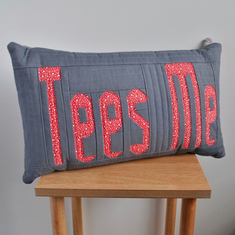 Tees Me Cushion in Red, White & Grey