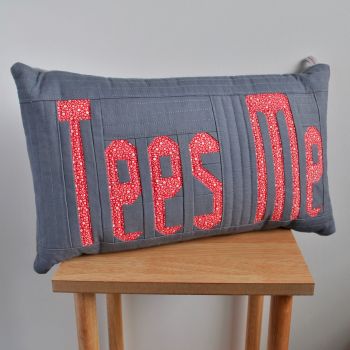 Teesside Collection: Tees Me Cushion in Red, White & Grey