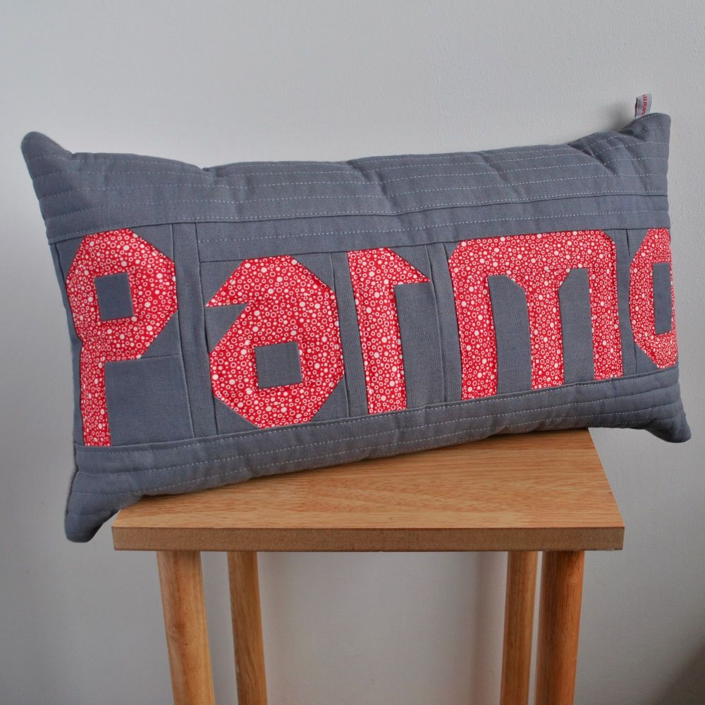 Parmo Cushion in Red, White & Grey