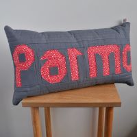 Teesside Collection: Parmo Cushion in Red, White & Grey
