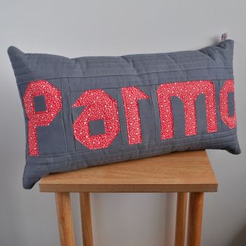 Teesside Collection: Parmo Cushion in Red, White & Grey