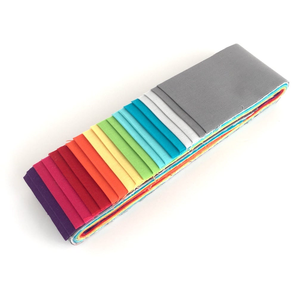 Quilter's Pre-cut 20pc Fabric Strip Set in Makower's Spectrum Solids
