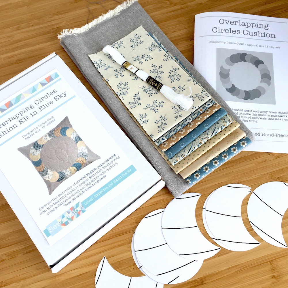 Overlapping Circles Cushion Kit in Blue Sky - curved English Paper-Piecing (EPP) Kit