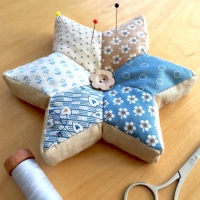 EPP Star Pincushion Kit in Blue Sky Prints - English Paper-Piecing Pincushion Kit