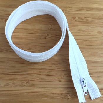 White 22" Closed End Zip