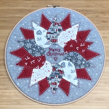 Christmas Wreath Hoop Art Kit in Scandi - Curved English Paper-piecing Kit - 12"