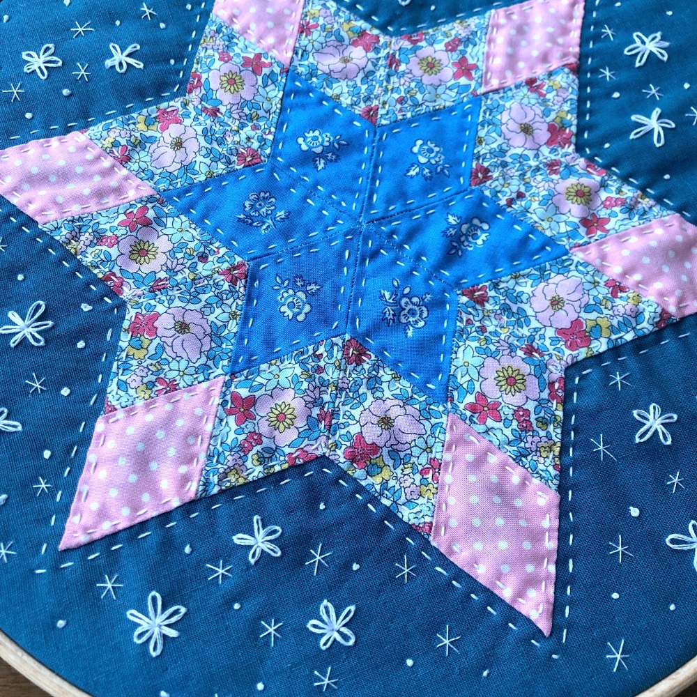Diamond Star Hoop Art Kit in Liberty - English Paper-piecing (EPP) Kit - 12"