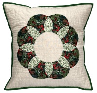 <!-- 003 -->Curved EPP Flower Cushion Kit in Christmas Yuletide Green - English Paper-piecing Cushion Kit