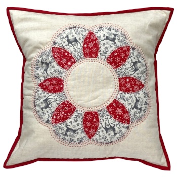 Curved EPP Flower Cushion Kit in Christmas Scandi Grey - English Paper-piecing Cushion Kit