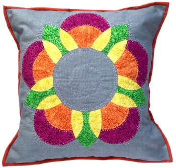 Sunburst Flower Cushion Kit in Vibrant - Curved English Paper-piecing Kit