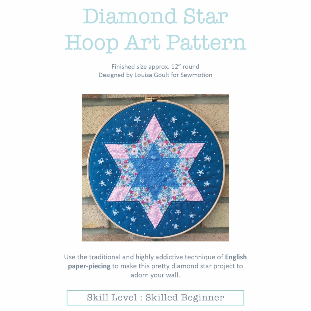 EPP Diamond Star Hoop Art Pattern - Includes pre-cut papers