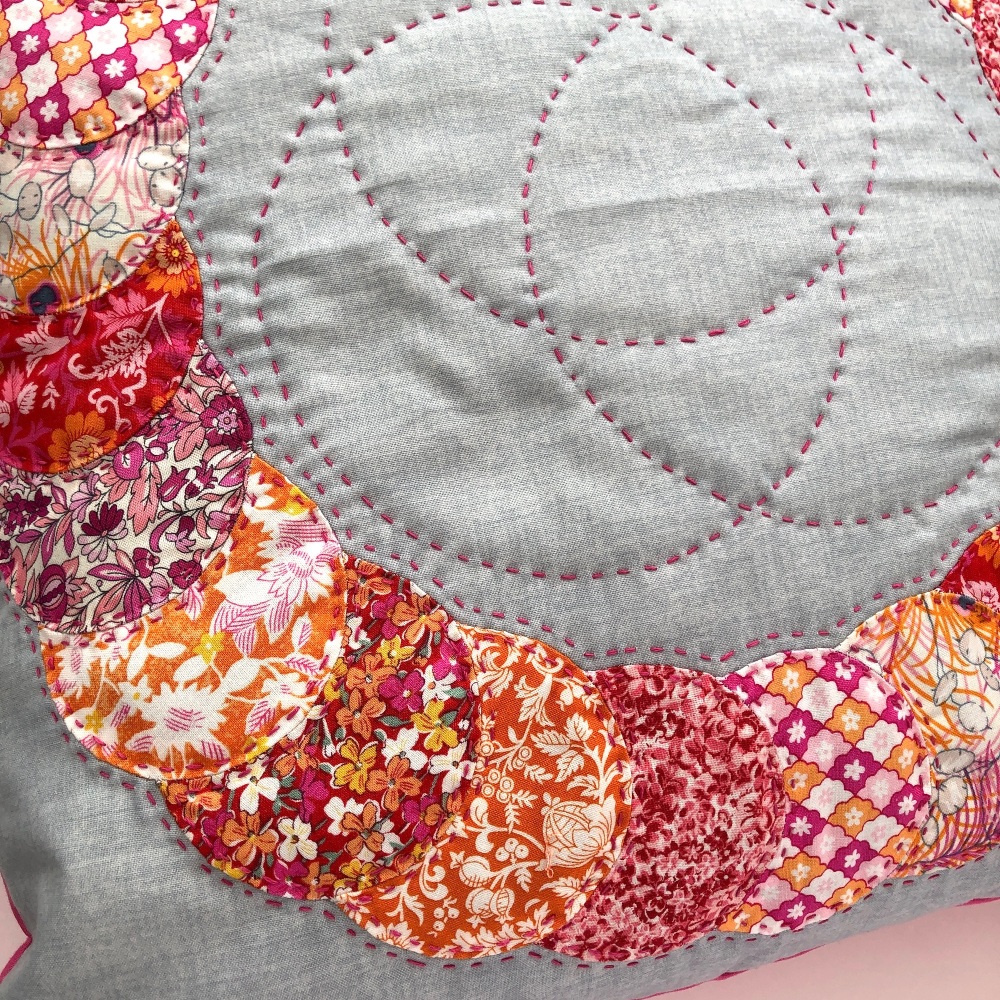 Overlapping Circles Cushion Kit in Liberty Pink & Orange - curved English Paper-Piecing (EPP) Kit