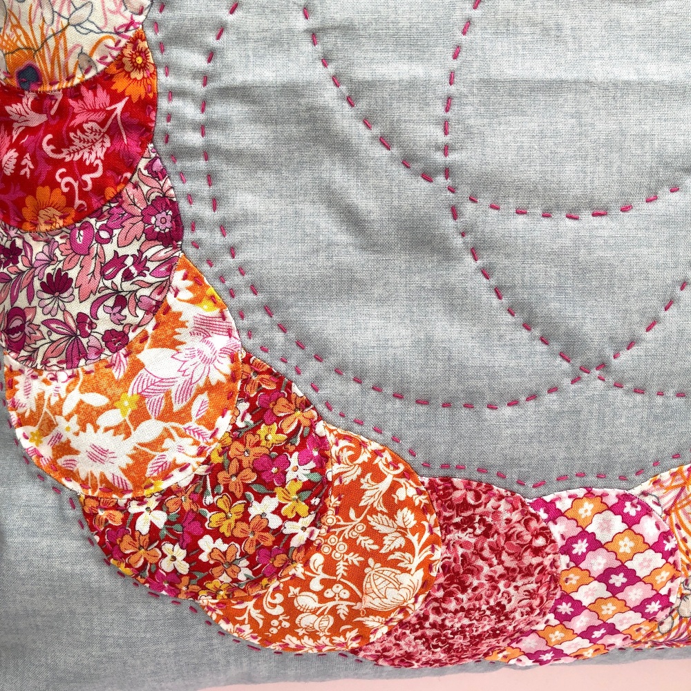 Overlapping Circles Cushion Kit in Liberty Pink & Orange - curved English Paper-Piecing (EPP) Kit