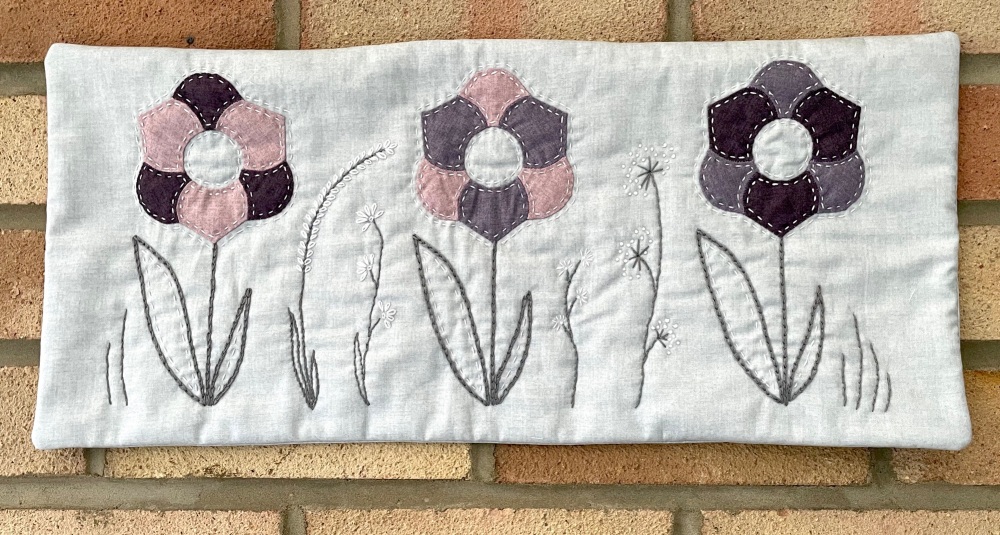 Stitched Posies Panel Kit in Purples