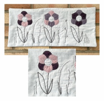 Stitched Posies Panel Kit in Purples