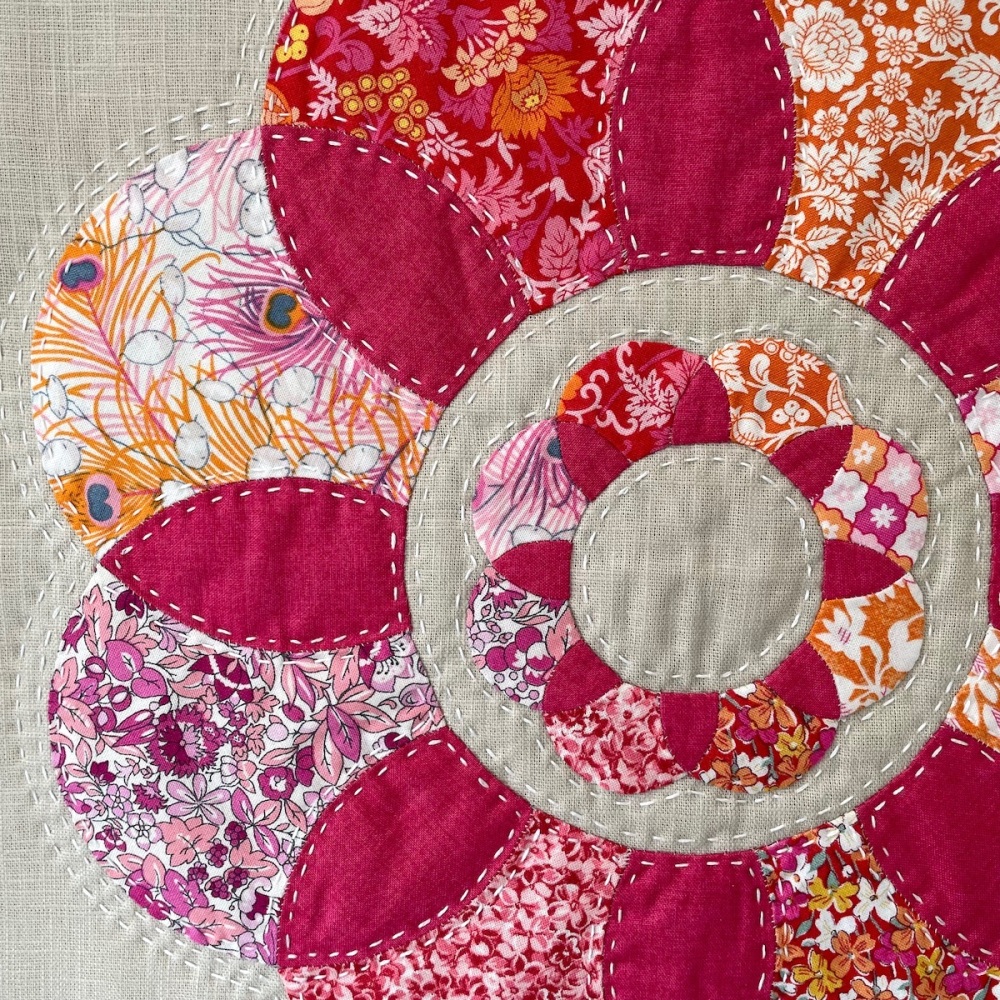 Double Clamshell Flower Panel in Pink Liberty - curved English Paper-piecing (EPP) Kit