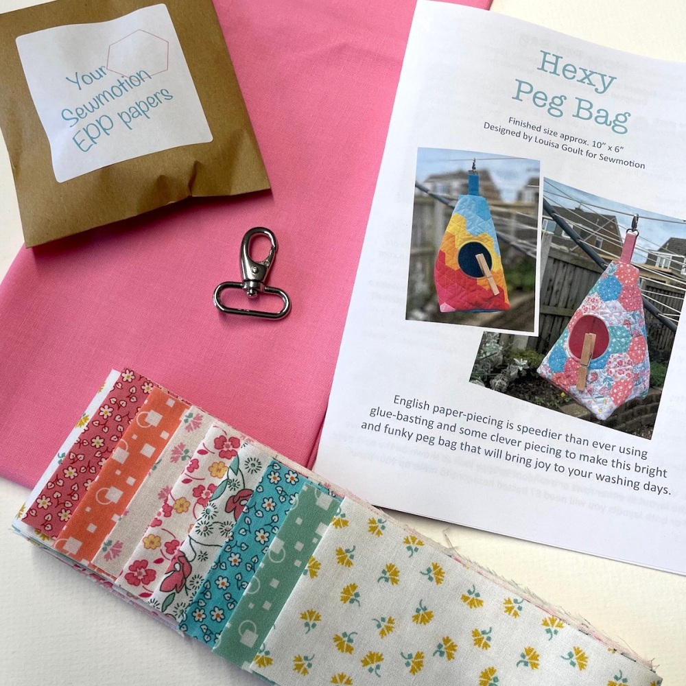 Hexy Peg Bag Kit in Little Blossoms - English paper-piecing (EPP) Kit