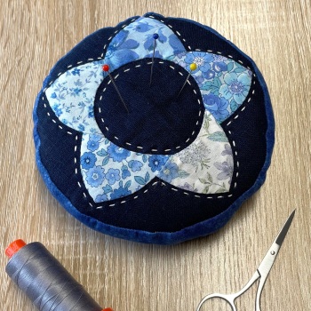 EPP Flower Pincushion Kit in Blue Florals - Patchwork Pincushion Kit
