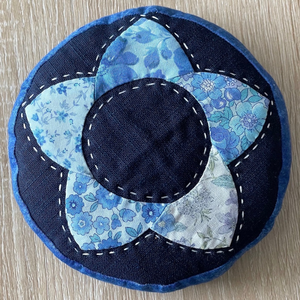 EPP Flower Pincushion Kit in Blue Florals - Patchwork Pincushion Kit