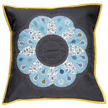 Clamshell EPP Flower Cushion Kit in Blue Trees - English Paper-piecing Cushion Kit