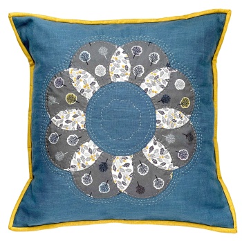 Clamshell EPP Flower Cushion Kit in Grey Trees - English Paper-piecing Cushion Kit