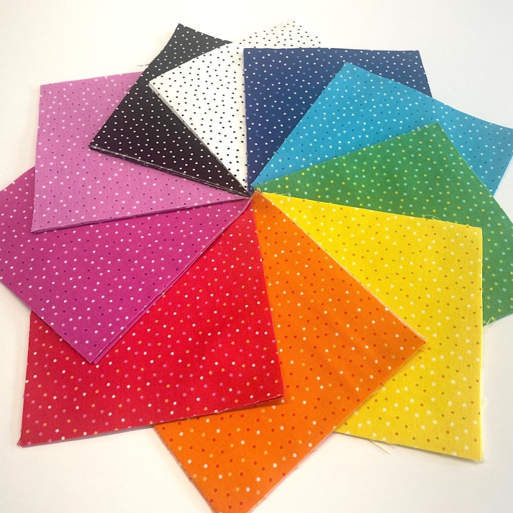 Quilter's Pre-cut 42pc Charm Pack in Pips Rainbow