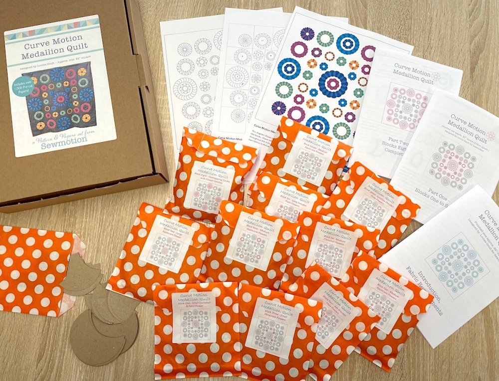Curve Motion Medallion Quilt - Pattern & Papers set