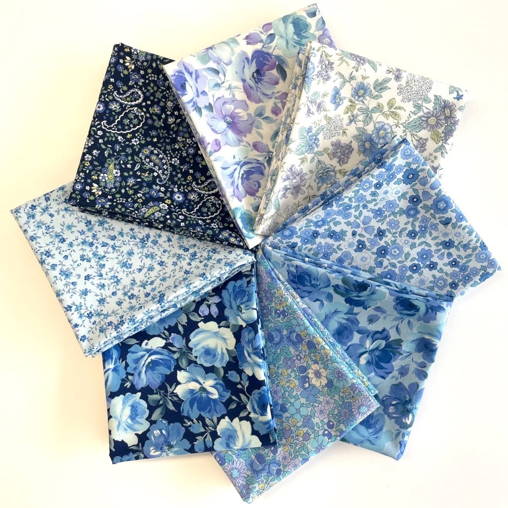 Garden Blues Fat Quarter Bundle - 8 pieces