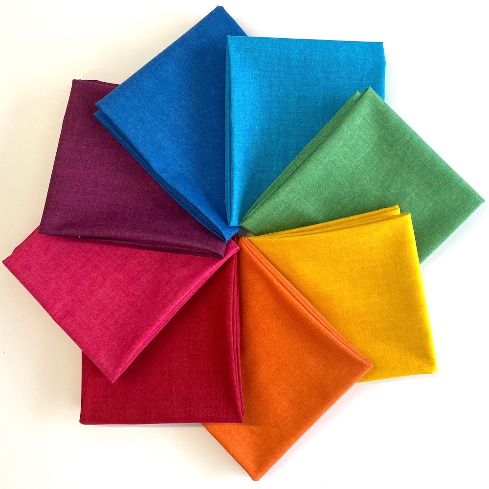 Linen Texture Rainbow Fat Quarter Bundle  - 8 pieces