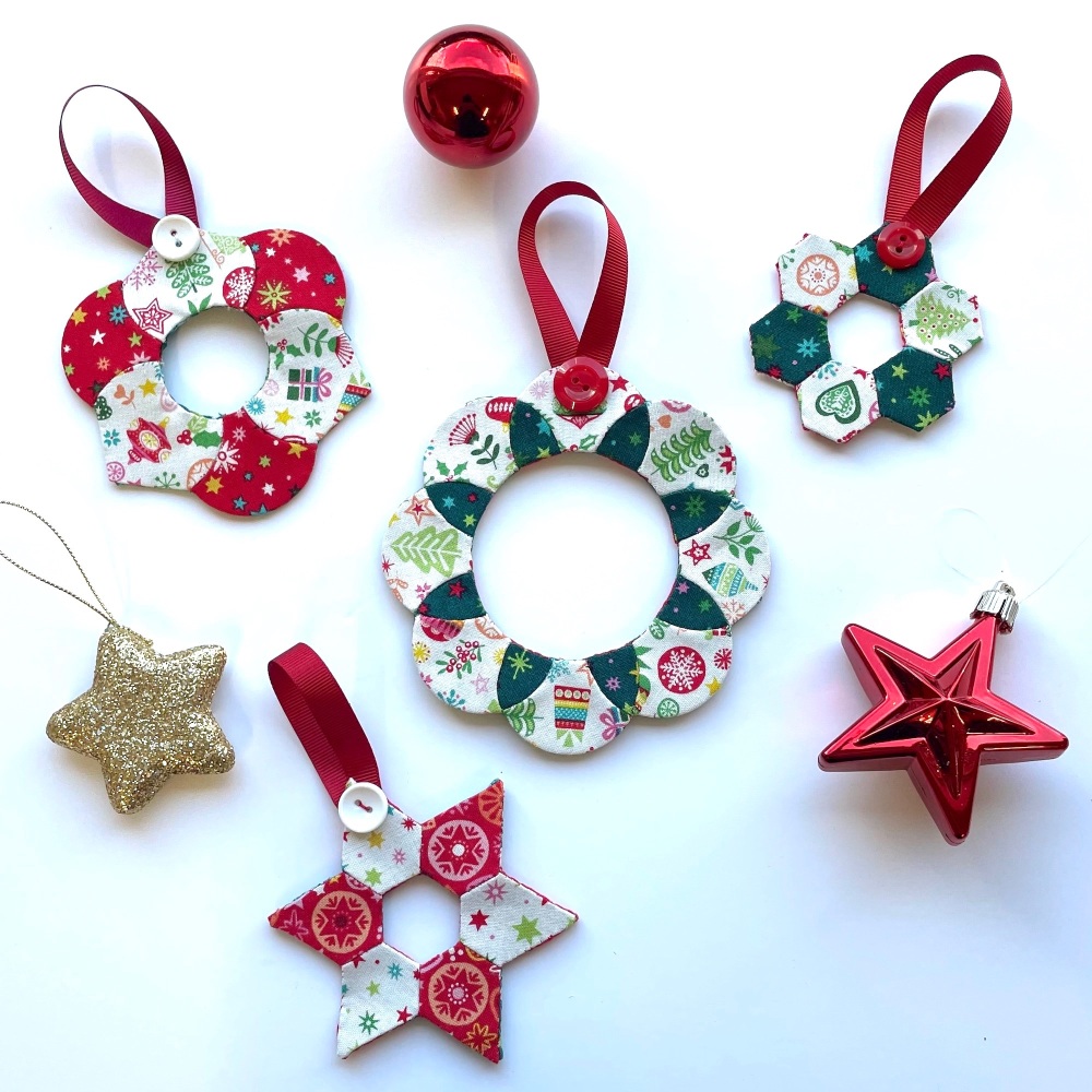 EPP Christmas Decorations in Brights - English paper-piecing kit