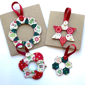 EPP Christmas Decorations in Brights - English paper-piecing kit