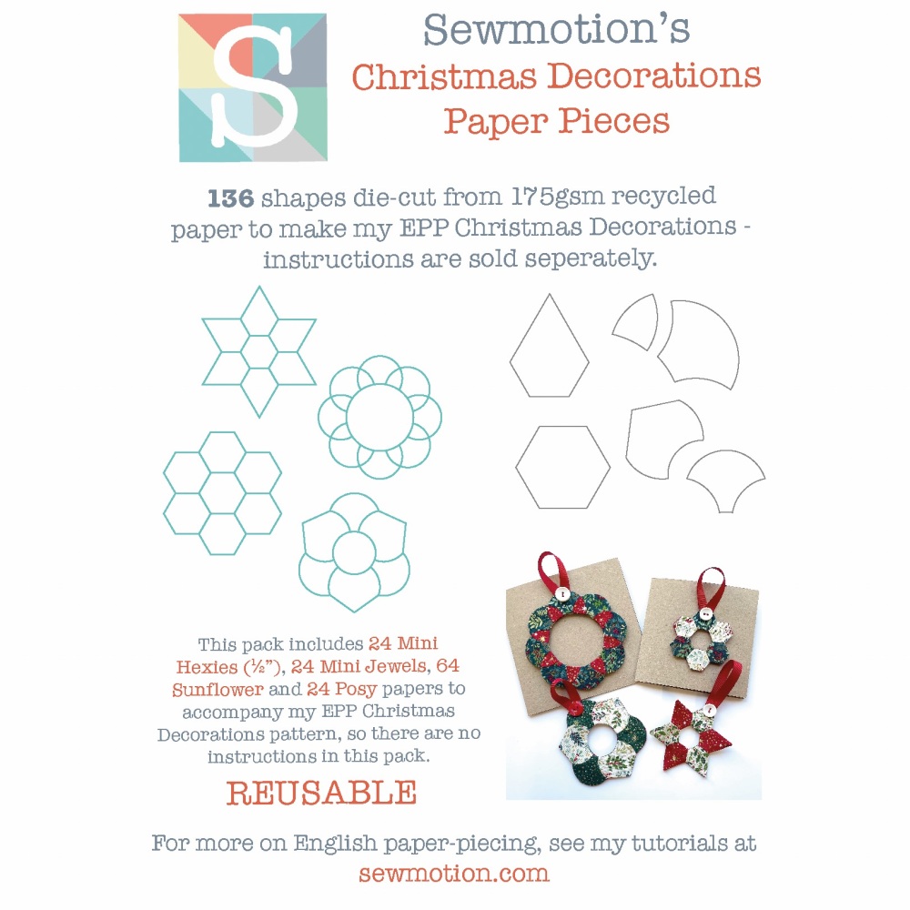 Christmas Decorations (136pcs) - Pre-cut Papers for my EPP decorations pattern
