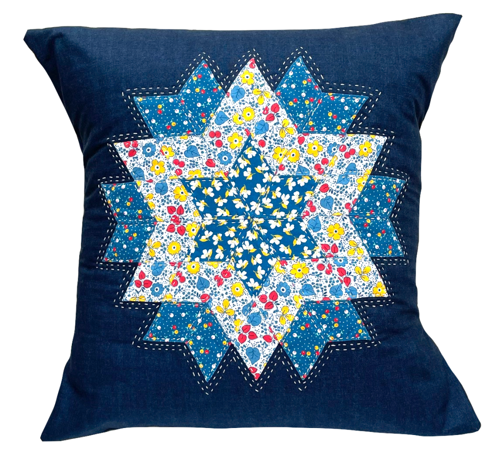 <!-- 001 -->Diamond Star Cushion Kit in Blue & Yellow Florals - English Pap