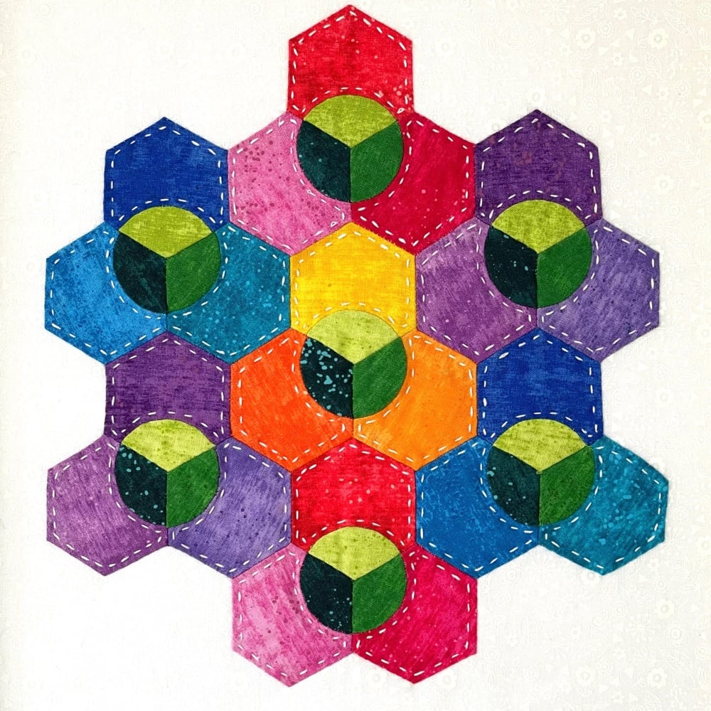 Curve Appeal Rainbow Panel Pattern & Papers - Curved English paper-piecing (EPP)