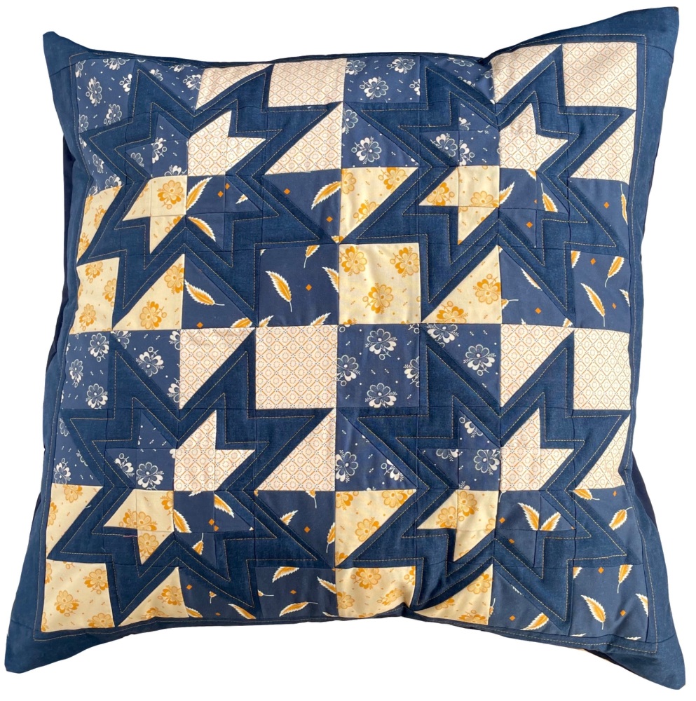 Exploding Star Cushion Kit in Blue & Yellow - machine sewing (FPP)