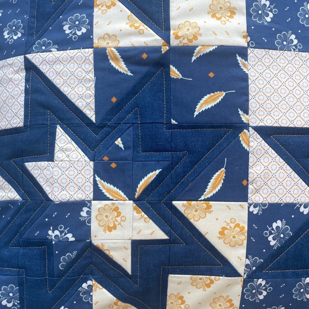 Exploding Star Cushion Kit in Blue & Yellow - machine sewing (FPP)