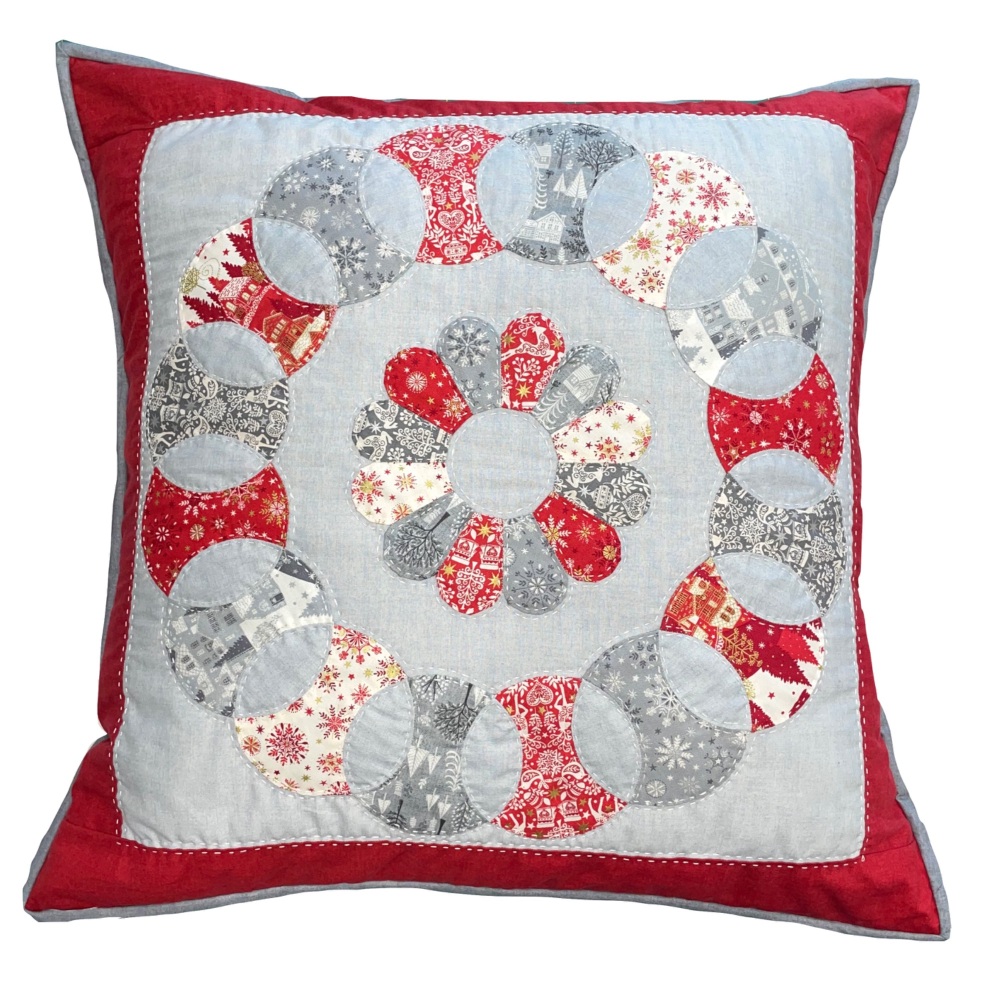 Winter Bloom Large Cushion Kit - Curved English paper-piecing (24" sq)