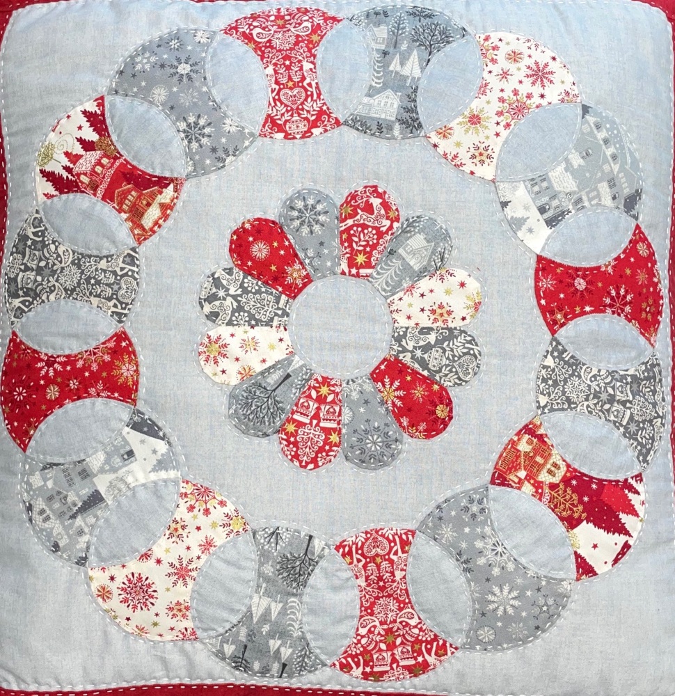 Winter Bloom Large Cushion Kit - Curved English paper-piecing (24" sq)