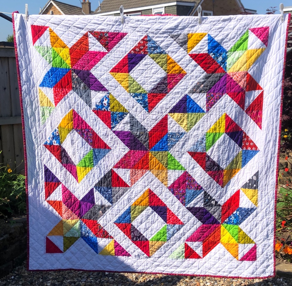 Rainbow Scrappy HST Quilt Pattern