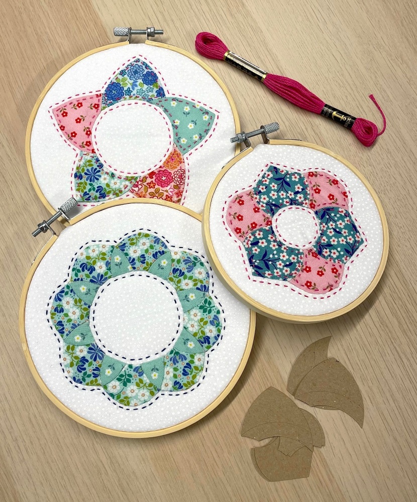 Ditsy Posy Mini Hoop Kit - Curved English Paper-piecing (EPP) - 5"