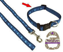 Wag & Walk Blue Paw Collar 