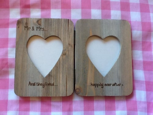 Personalised double photo frame driftwood style