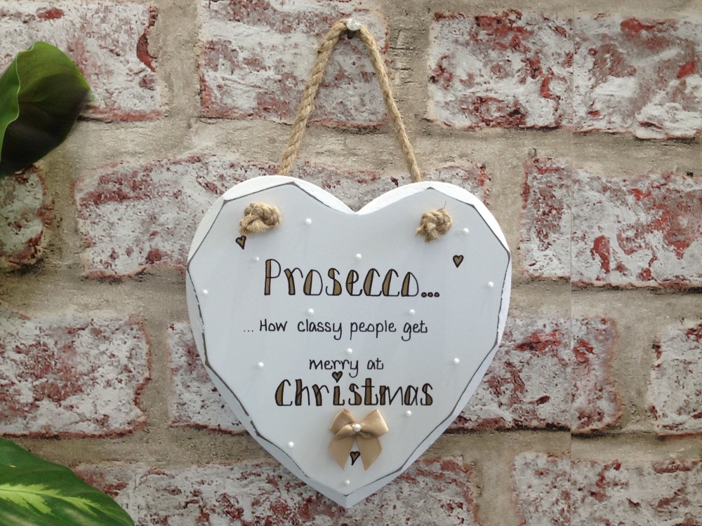 Prosecco on Christmas - Personalised Shabby Chic Heart