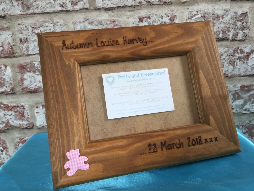 Personalised new baby wooden photo frame