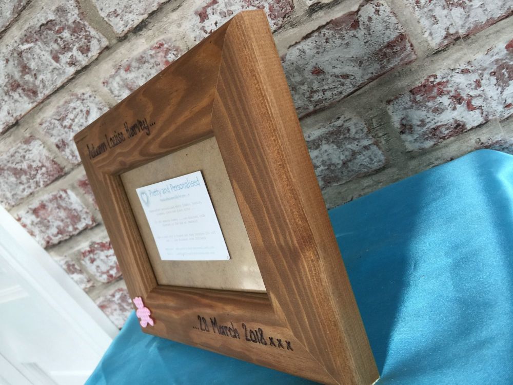 Side view of personalised photo frame