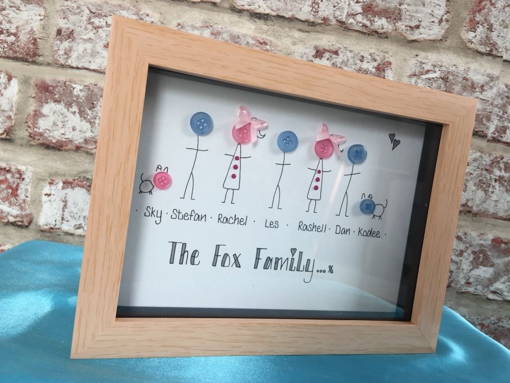 Button head wood finish family frame