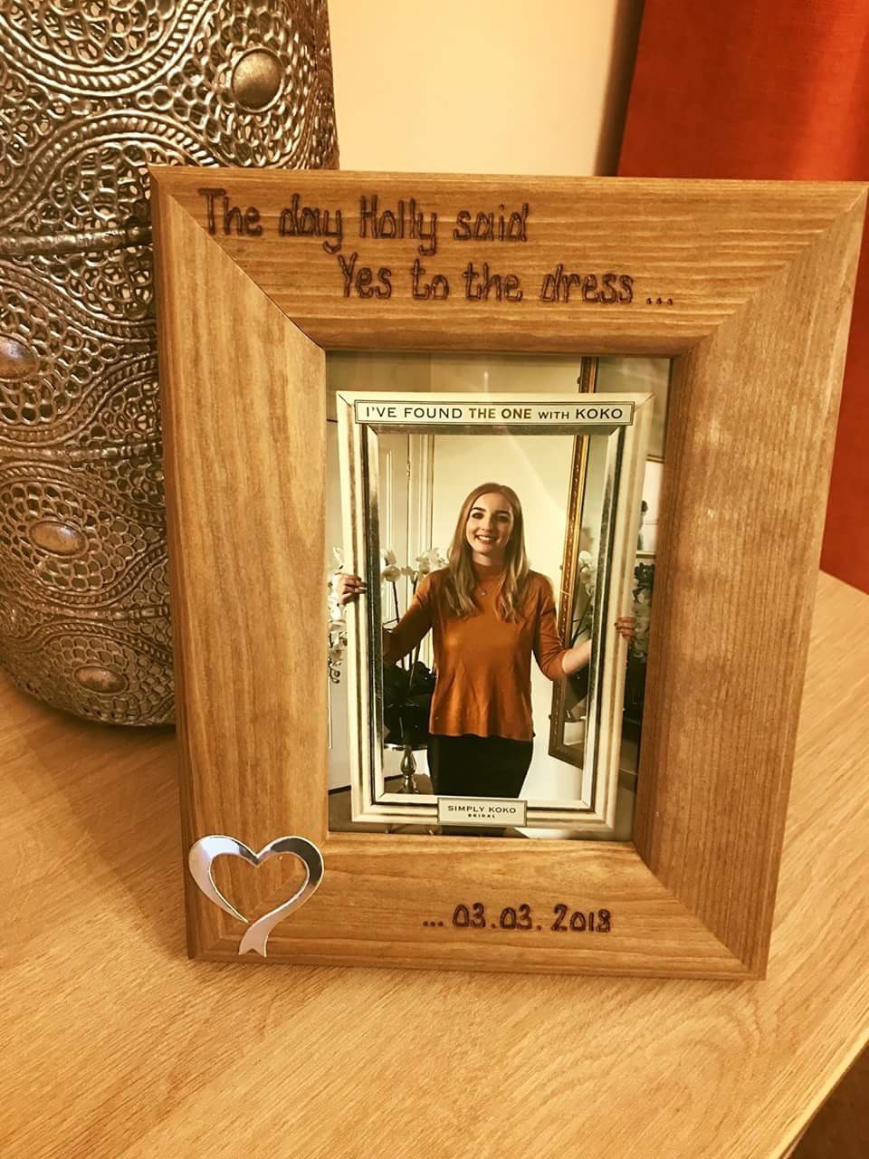 The day I said yes to the dress personalised photo frame for engagement