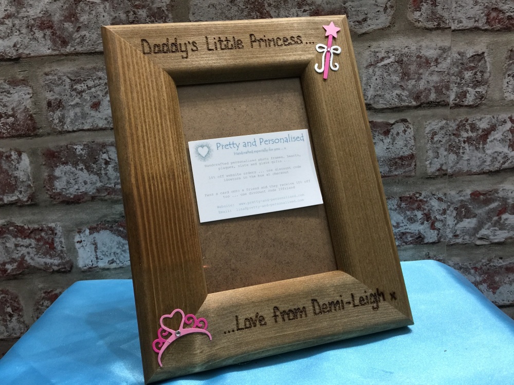 Daddy Daughter Princess Personalised Wooden Photo Frame