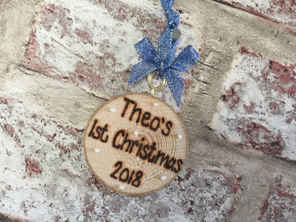 Personalised wooden Christmas tag decoration