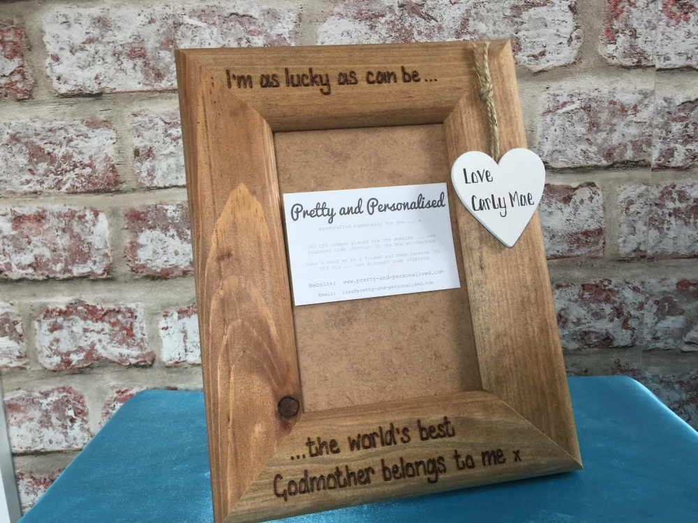 Godparent personalised wooden photo frame